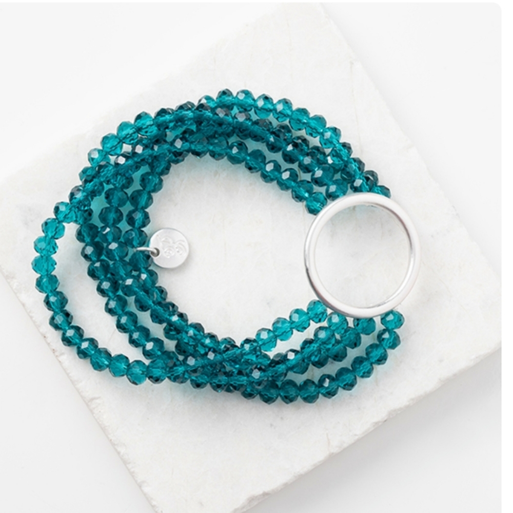 NIB PLUNDER LOTTIE JUNE BRACELET. TORQUES BEADS WITH MATTE SILVER ACCENTS. 6.5"